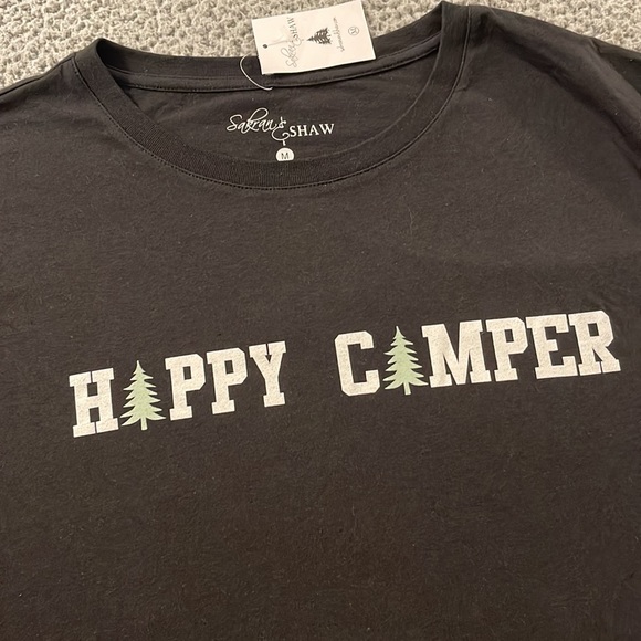 NWT Boutique Relaxed Fit Cotton Tee - Happy Camper - Picture 1 of 2